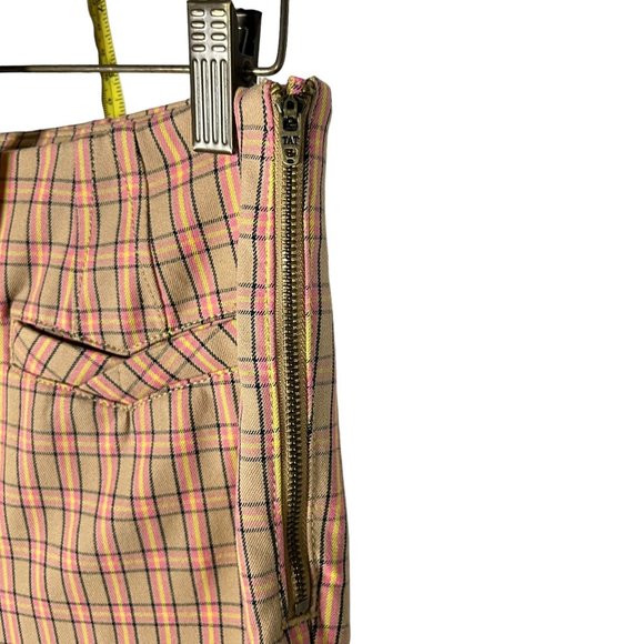 Anthropologie Essential Slim Tan Plaid Ankle High Rise Pants 6 - Picture 7 of 13